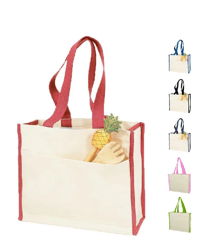 72 ct Heavy Canvas Tote Bag with Colored Trim - By Case