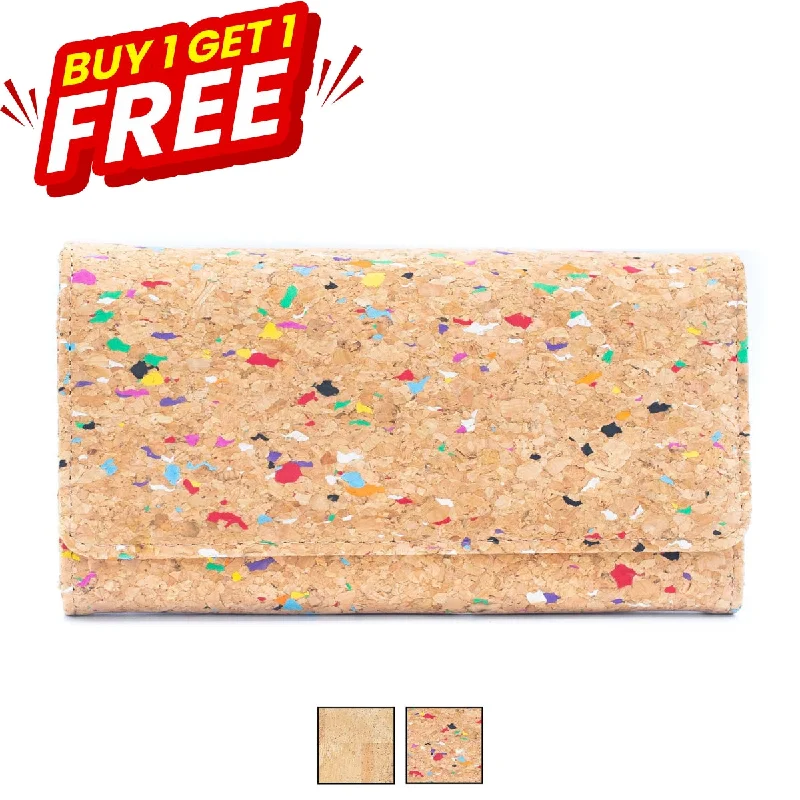 BUY 1 GET 1 FREE: All natural cork bifold smart vegan women's wallet BAG-2017