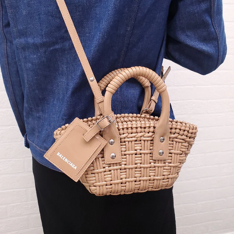 BALENCIAGA NUDE PATENT WOVEN BASKET BAG