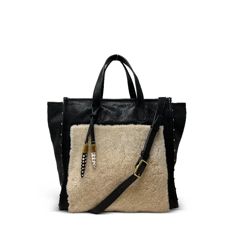 Ballabriggs Tote - Natural Shearling & Black Leather