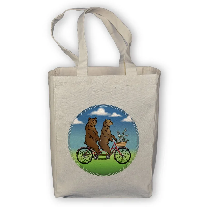 Bears on a Bike Tote Bag