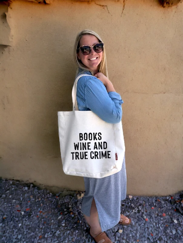 Books, Wine, and True Crime Tote Bag