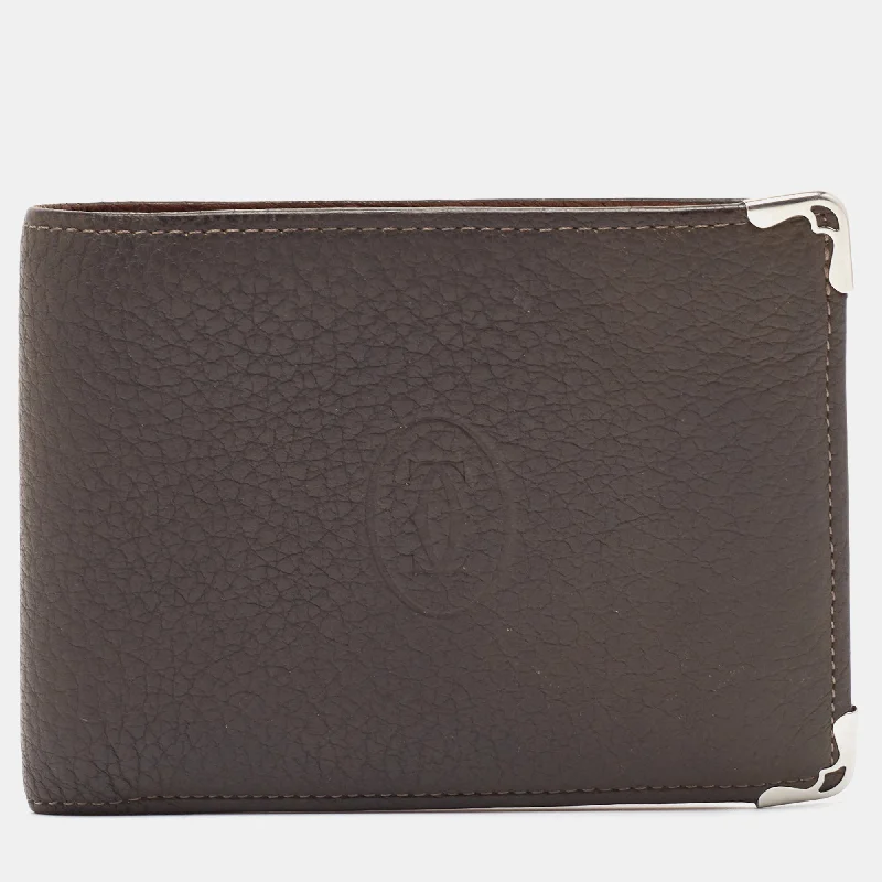 Cartier Brown Leather Must De Cartier 6Cc Bifold Wallet