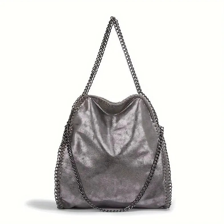 Chain Trim Vegan Leather Crossbody/Tote Bag