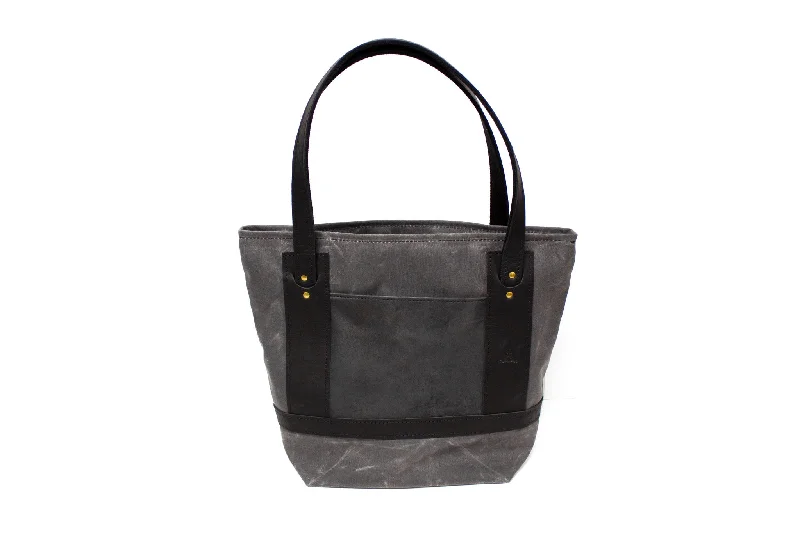 Charcoal Waxed Canvas and Black Leather Purse