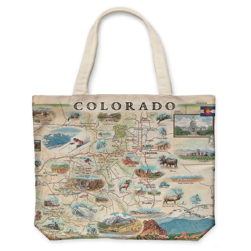 Colorado Map Canvas Tote Bag