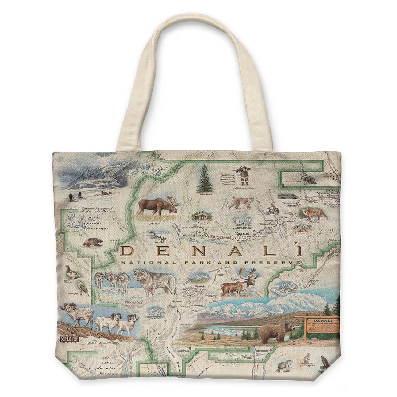 Denali Map Canvas Tote Bag