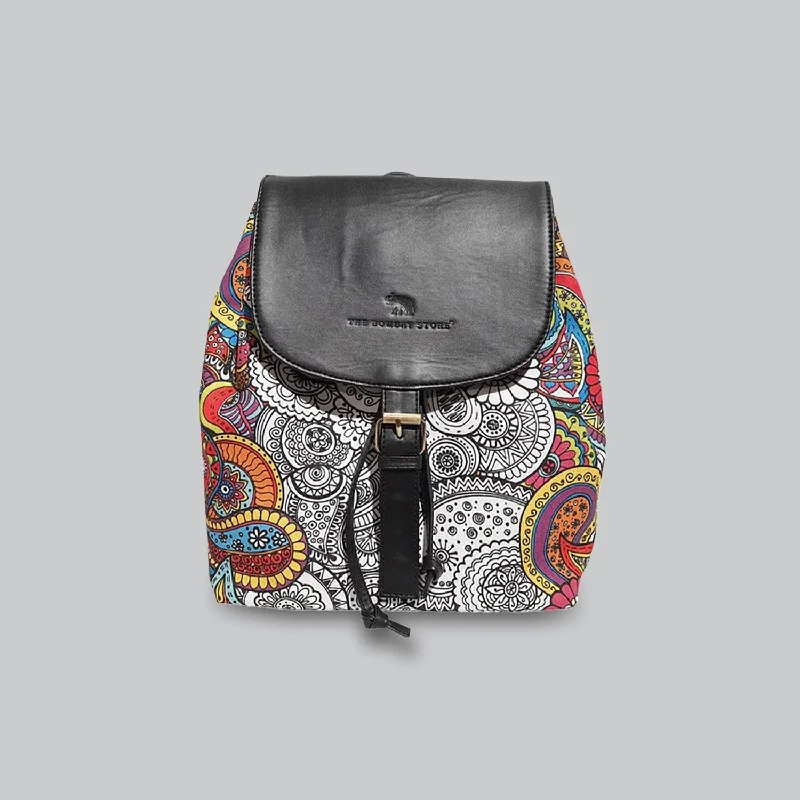 Doodle Mandala Poly Canvas & PU Back Pack Bag