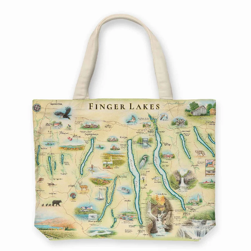 Finger Lakes Map Canvas Tote Bag