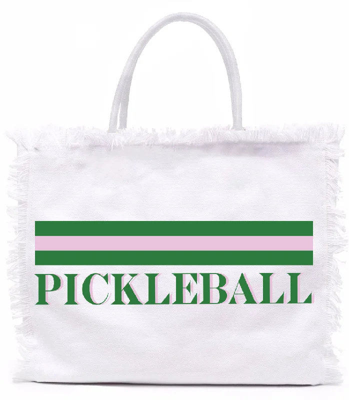 Fringe Tote Bag - Pickleball Stripe