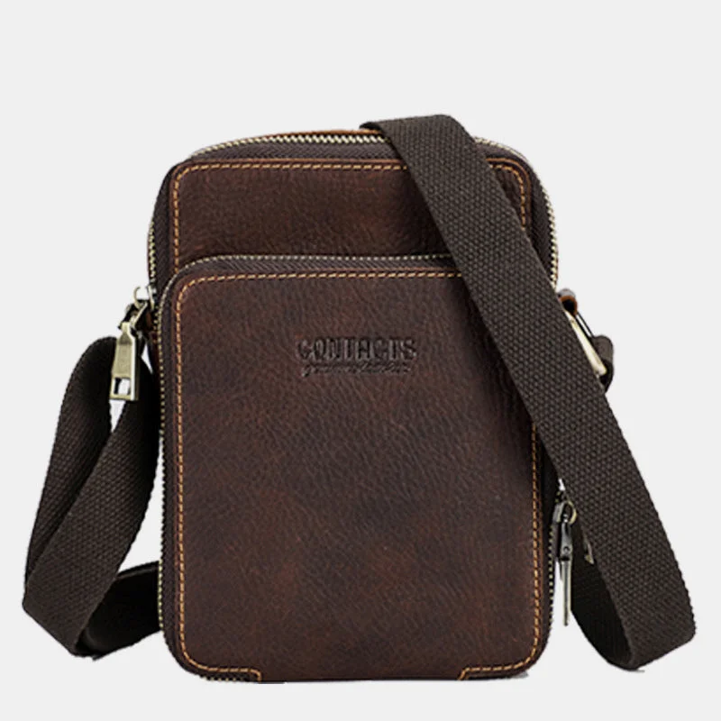 Genuine Leather Crossbody Bag for Men Small Phone Purse Messenger Shoulder Bag