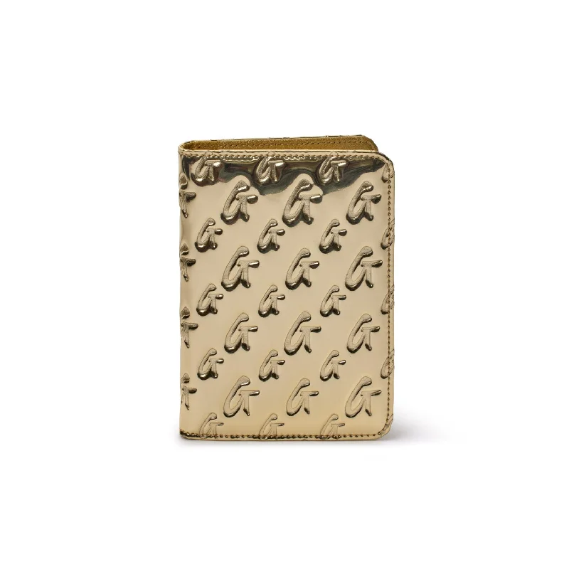 GLAM-AHOLIC LIFESTYLE PASSPORT HOLDER MONOGRAM METALLIC GOLD