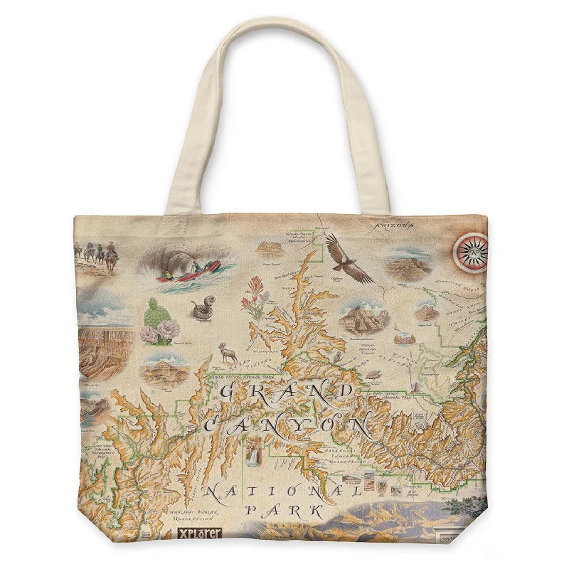 Grand Canyon Map Canvas Tote Bag