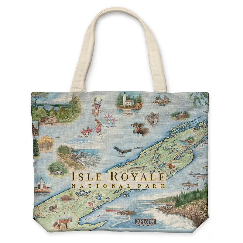 Isle Royale Map Canvas Tote Bag