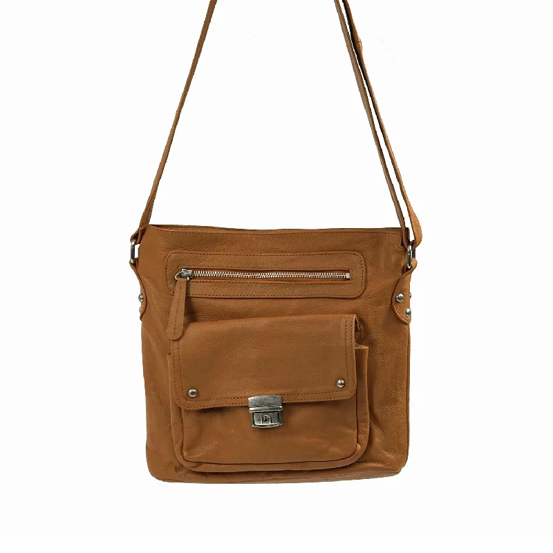 KAREN Leather Cross Body in Tan