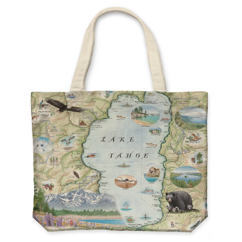 Lake Tahoe Map Canvas Tote Bag