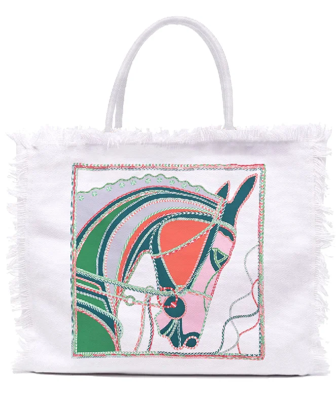 Fringe Tote Bag - Pink Equestrian