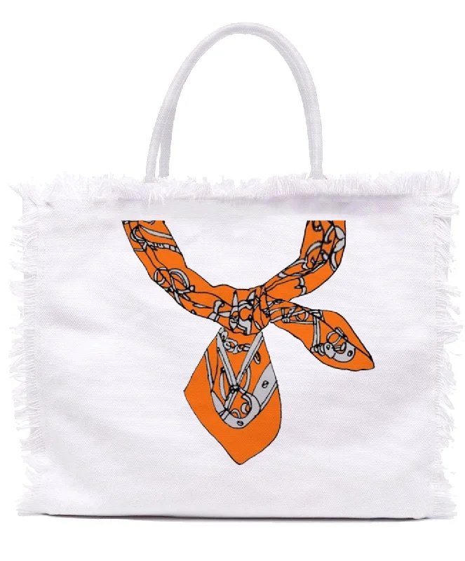 Fringe Tote Bag - Orange Scarf