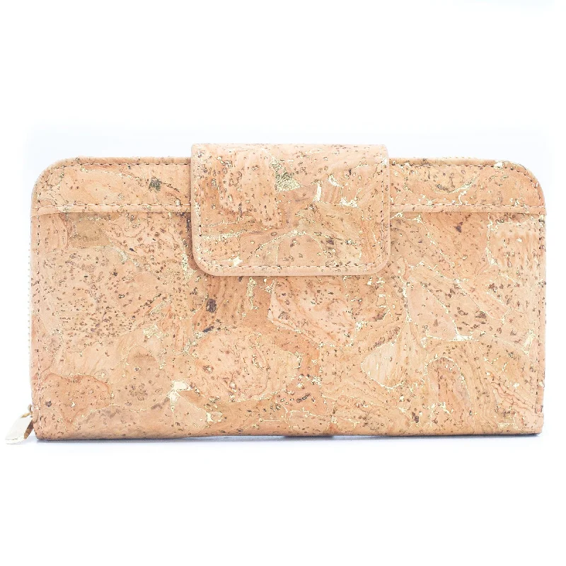 Lux Golden cork bifold natural vegan women's wallet BAG-2201