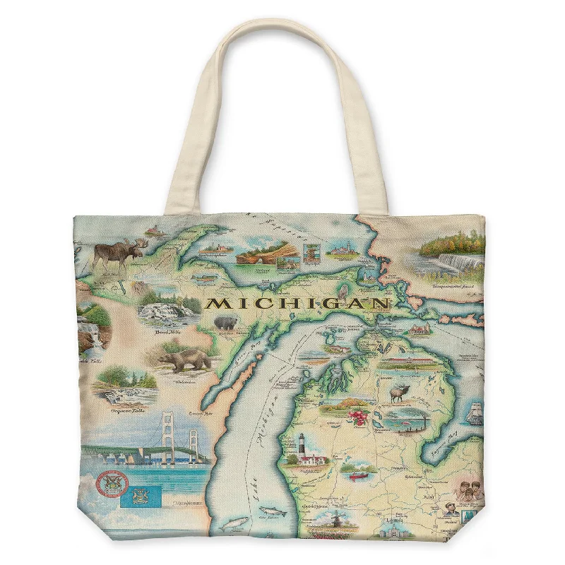 Michigan Map Canvas Tote Bag