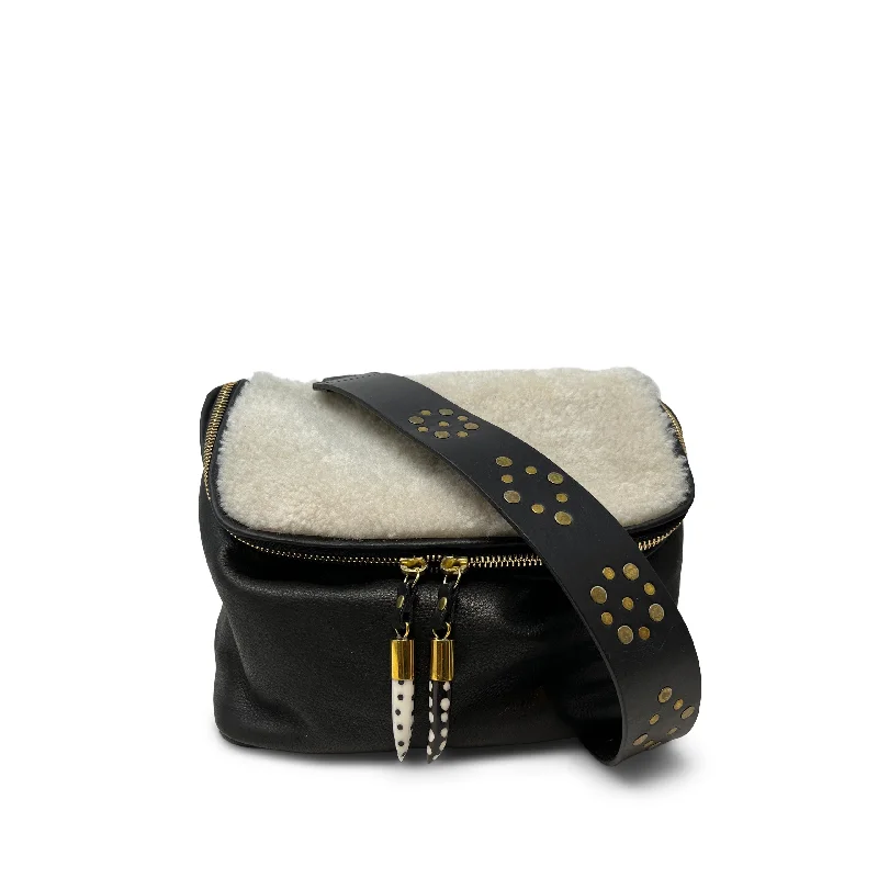 Mini Rough Night Crossbody - Natural Shearling & Black Leather