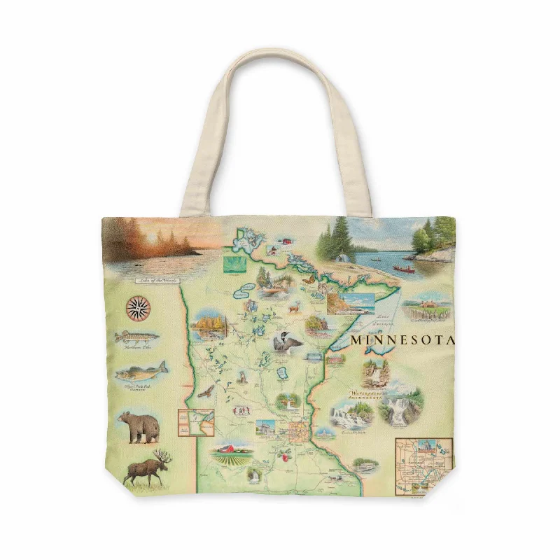 Minnesota State Map Canvas Tote Bag