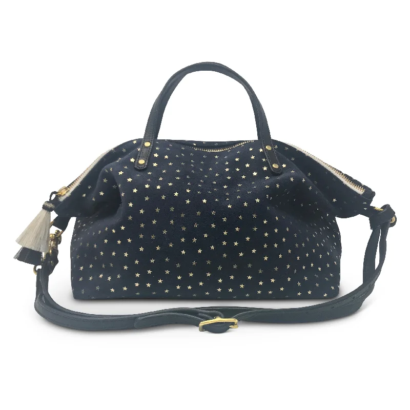 Navy Suede Gold Foil Stars Devon Holdall