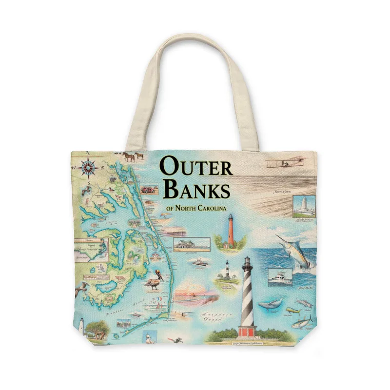 Outer Banks Map Canvas Tote Bag