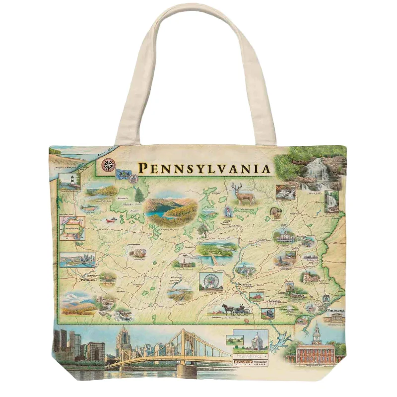 Pennsylvania State Map Canvas Tote Bag