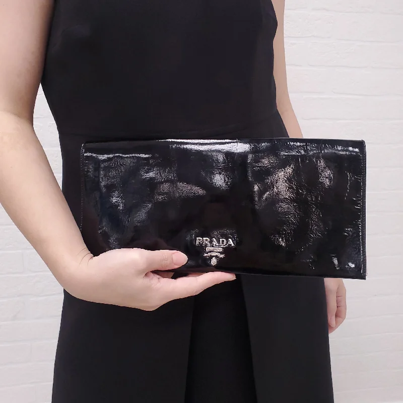 PRADA BLACK PATENT CLUTCH