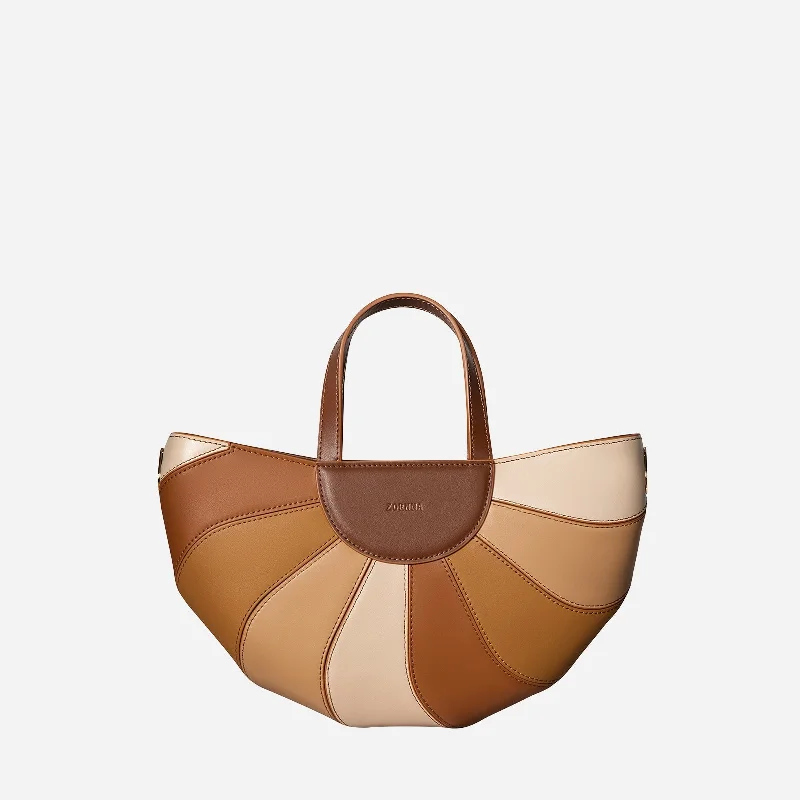 Fan Handbag Purse Brown