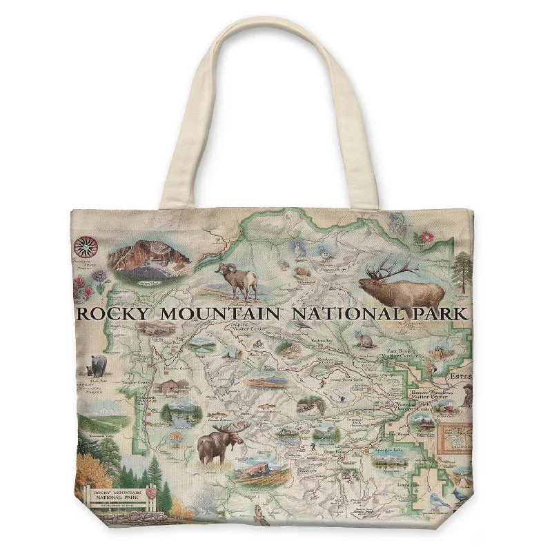 Rocky Mountain National Park Map Canvas Tote Bag