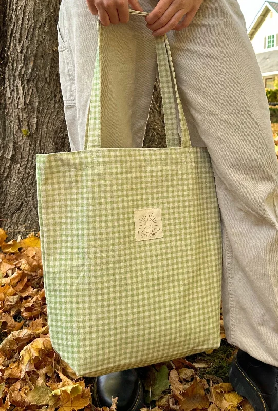 Sage Gingham Tote Bag