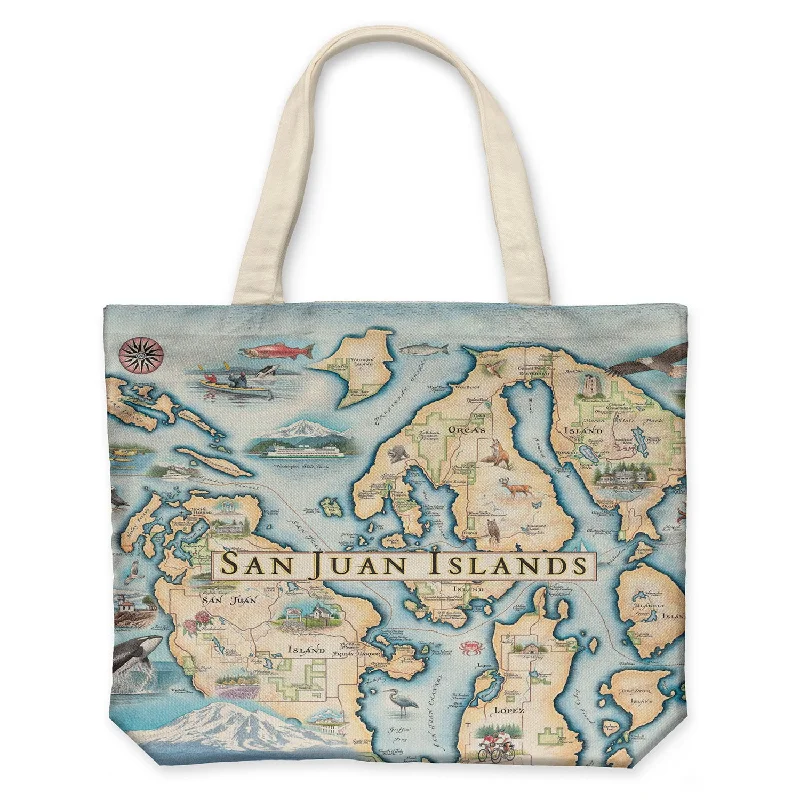 San Juan Islands Map Canvas Tote Bag