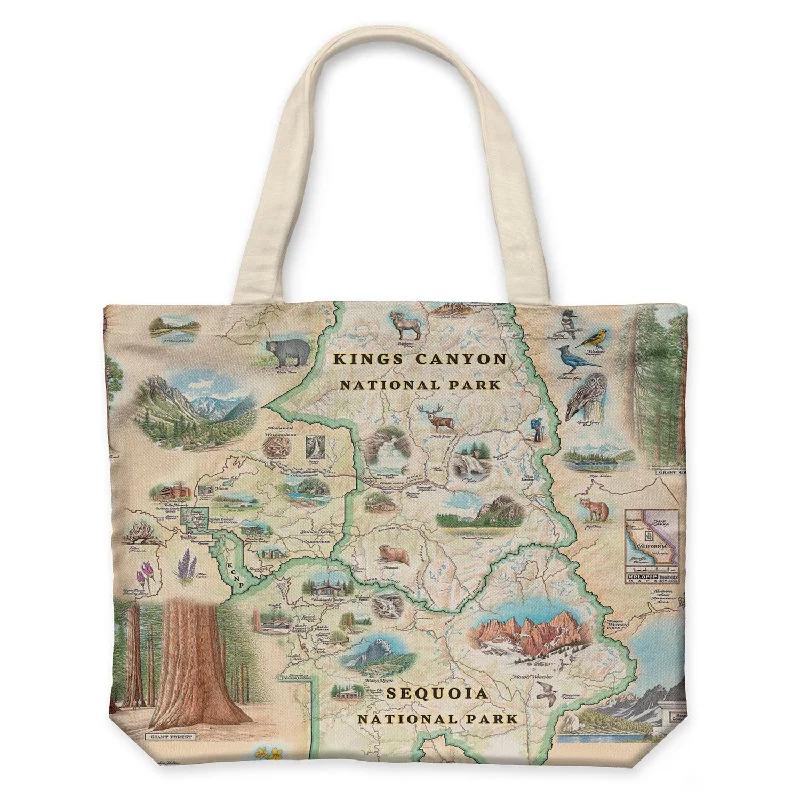 Sequoia & Kings Canyon Map Canvas Tote Bag