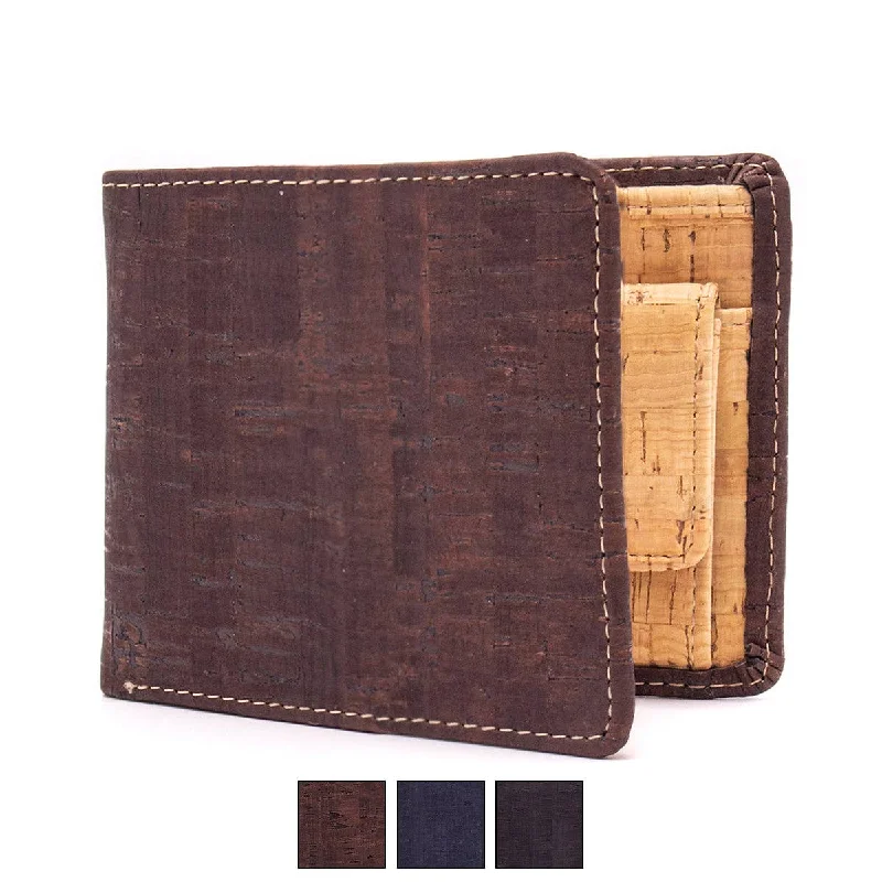 Men's multifunctional cork wallet in classic black and brown with convenient coin pocket (BAG-2006)