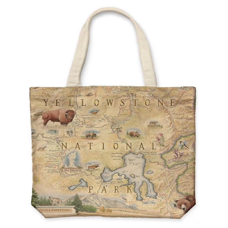 Yellowstone Map Canvas Tote Bag