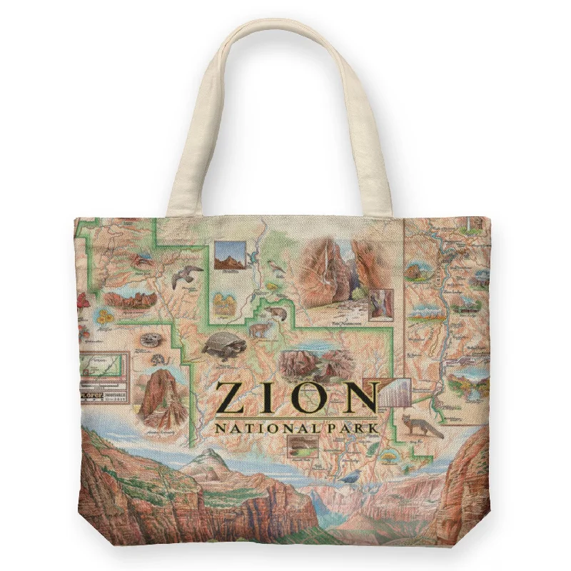 Zion Map Canvas Tote Bag